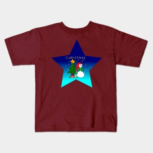 christmas, cute snowman, christmas tree, snowflakes, star Kids T-Shirt